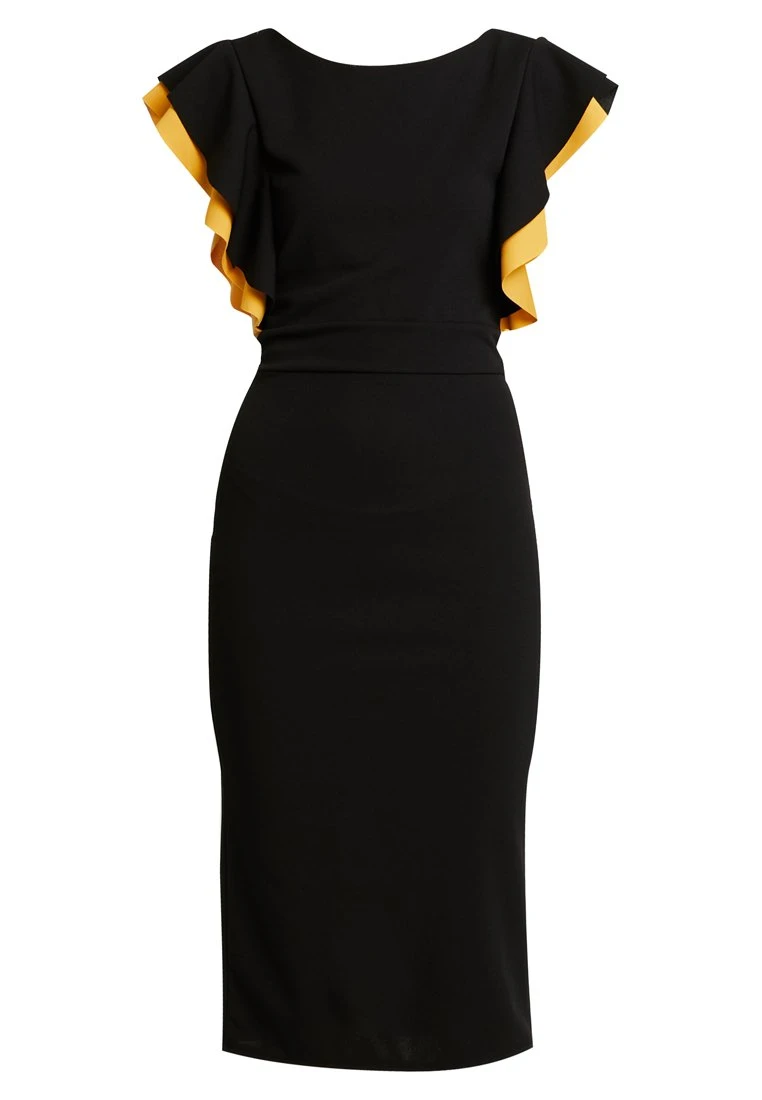 Wal G Kelly Ruffle Sleeve Midi Dress - Cocktailjurk - Black 4 Wal G Kelly Ruffle Sleeve Midi Dress - Cocktailjurk - Black - Afbeelding 4