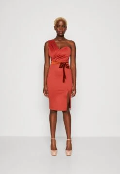 Wal G Tatiana Bow Midi - Cocktailjurk - Terracotta