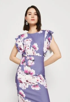 Wal G Diana Ruffle Sleeve Midi Dress - Jerseyjurk - Purple -Wal G eda9729c68a749528fbc047e9539cdaf scaled