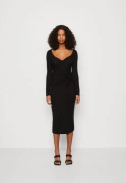 Wal G Del Gathered Midi - Jerseyjurk - Black