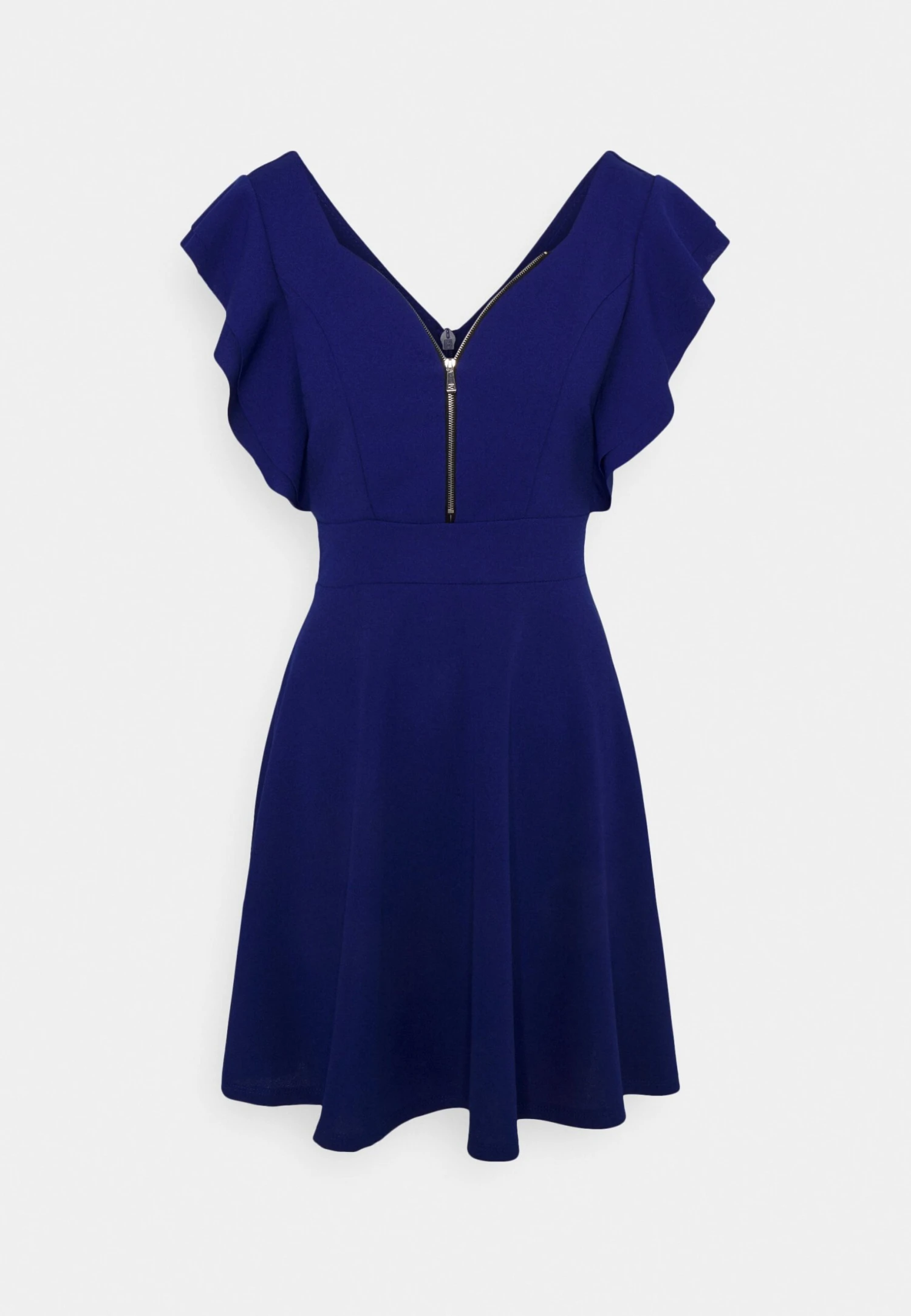 Wal G Danya Ruffle Sleeve Zip Skater Dress - Jerseyjurk - Electric Blue 1 Wal G Danya Ruffle Sleeve Zip Skater Dress - Jerseyjurk - Electric Blue