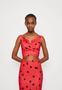 Wal G Valentines Heart Crop - Top - Red/Black