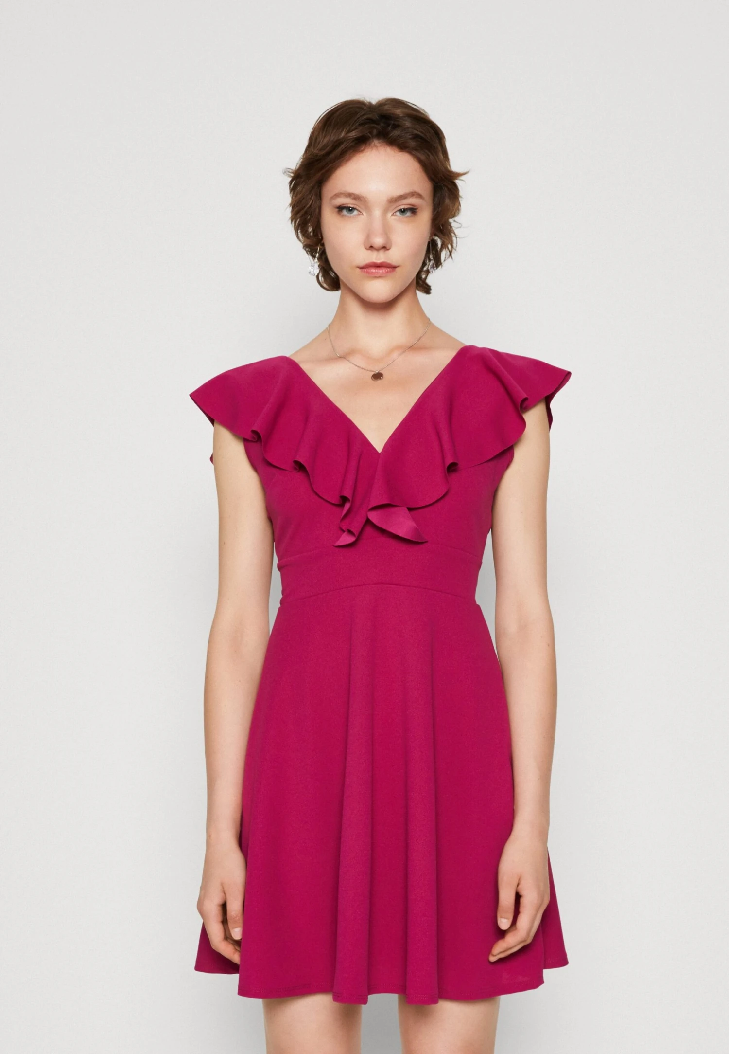 Wal G Micky Ruffle Skater - Cocktailjurk - Raspberry 1 Wal G Micky Ruffle Skater - Cocktailjurk - Raspberry